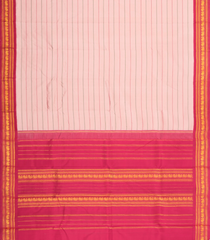 Baby Pink Handloom Korvai Kanchipuram Silk Saree With Veldari Stripes-KA14721