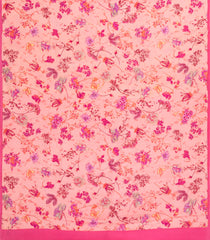 Light Peach Printed Crepe Silk Saree With Floral Motifs-PS0900