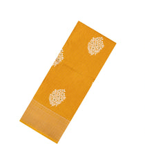 Mango Yellow Printed Synthetic Dola Silk Saree With Motifs & Zari Stripes-SY0444