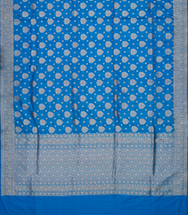 Blue Handloom Banarasi Silk Saree With Floral Motifs