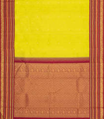 Neon Green Handloom Korvai Kanchipuram Silk Saree With Buttas-KA15411