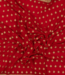 Crimson Woven Blended Georgette Saree With Embroidered Floral Motifs-EN1894