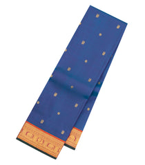 Blue Handloom Kanchipuram Silk Saree With Zari Buttas-KA15252
