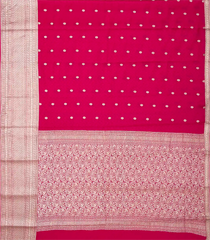 Hot Pink Mysore Crepe Silk Saree With Floral Motifs & Zari Border