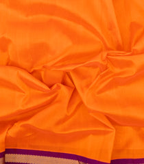 Orange Handloom Korvai Silk Cotton Saree With Contrast Border-SC4519