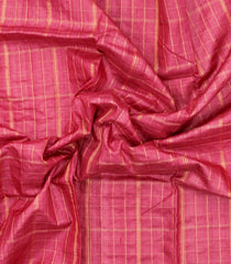 Peach Woven Tussar Silk Saree With Checks-TU3433