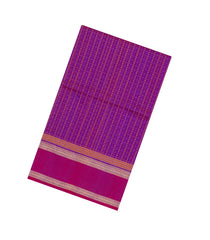 Purple Handloom Silk Cotton Saree With Checks-SC4344