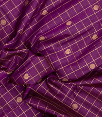 Dark Purple Handloom Kanchipuram Silk Saree With Zari Checks & Buttas-KA15883
