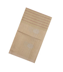 Beige Woven Kora Soft Silk Saree With Stripes & Buttas-SO4740