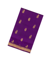 Purple Handloom Silk Cotton Saree With Zari Buttas-SC4718