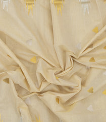 Off White Handloom Kerala Cotton Saree With Zari Buttas & Border-KEC1031