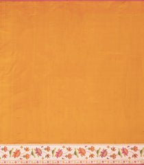Mustard Handloom Banarasi Silk Saree With Floral Buttas & Meena Borde-BE1761