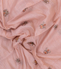 Baby Pink Embroidered Synthetic Linen Saree With Elephant Motifs-SY0565
