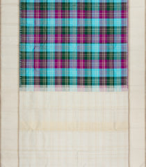 Multi Colour Handloom Korvai Kanchipuram Silk Saree With  Checks-KA15851