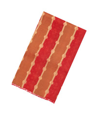 Dark Peach Woven Synthetic Satin Saree With Floral Zari Motifs-BL4852