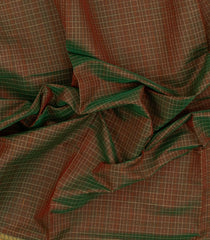 Green Handloom Silk Cotton Saree With Checks-SC4215