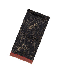 Black Handloom Tussar Silk Saree With Printed Floral Motifs-TU3136