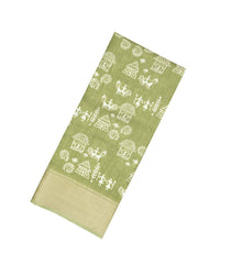 Cardamom Green Woven Synthetic Dola Silk Saree With Printed Tribal Motifs-BL3636