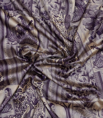 Lilac Printed Synthetic Silk Tussar Silk Saree With Zari Border-SY0012