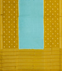 Turquoise Woven Blended Viscose With Contrast Border-BL5576