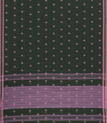 Bottle Green Handloom Bengal Cotton Saree With Floral Motifs-BG1639