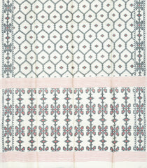 Off White Handloom Tussar Silk Saree With Floral Jaal Motifs-TU2653