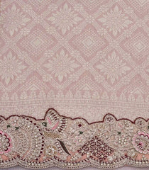 Baby Pink Woven Synthetic Blended Saree With Embroidered Border-EN2005