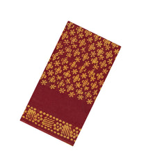 Crimson Woven Jaipur Cotton Saree With Printed Floral Motifs-JC1414