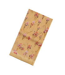Sandal Printed Linen Saree With Floral Motifs-LI0730