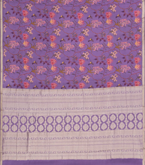 Lavender Printed Mysore Silk Saree With Floral Motifs-MS3299