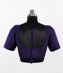 Blue Readymade Silk Blouse With Elbow Sleeve & Front Open Style-RB5262