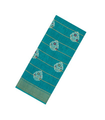 Aquamarine Printed Synthetic Dola Silk Saree With Zari Stripes & Border-BL5032