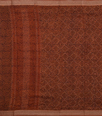 Bottle Green Printed Chanderi Cotton Saree With Bird Motifs-CC1445