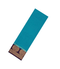 Cyan Woven Art Crepe  Saree With Zari Checks & Contrast Border-BL5127