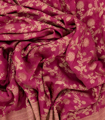 Magenta Woven Synthetic Tussar Silk Saree With Floral Vine Motifs-BL4419
