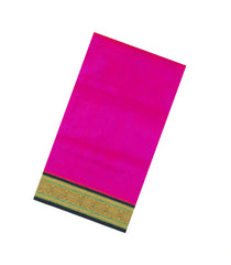 Hot Pink Handloom Korvai Silk Cotton Saree With Contrast Border-SC4505