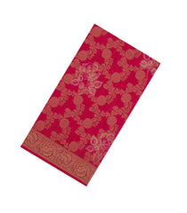 Red Printed Synthetics Dola Silk Saree With Floral Zari Motifs-BL5250