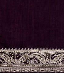 Dark Burgundy Woven Art Crepe Saree With Floral Embroidered Border-BL4975