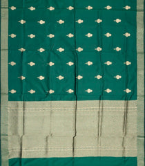 Dark Green Handloom Banarasi Silk Saree With Floral Buttas-BE1504