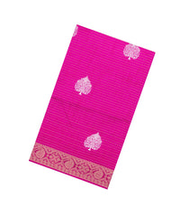 Hot Pink Printed Synthetic Dola Silk Saree With Zari Stripes & Border-SY0320