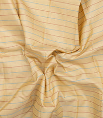 Cream Handloom Korvai Kanchipuram Silk Saree With Silk Stripes-KA16564