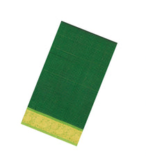 Green Handloom Silk Cotton Saree With Zari Checks & Contrast Border-SC4725