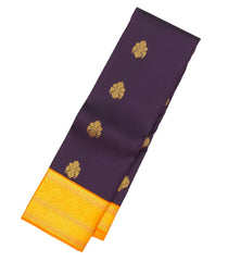 Dark Purple Handloom Korvai Kanchipuram Silk Saree With Floral Zari Buttas -KA13176