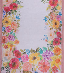 Baby Pink Printed Synthetic Linen Saree With Floral Motifs-SY0159