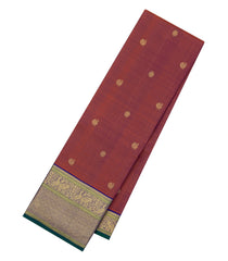 Brown Handloom Kanchipuram Silk Saree With Blue Border-KA14515