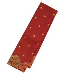 Rustic Brown Handloom Natural Dyed Chrysanthemum Silk Saree With Running Border-KA12627