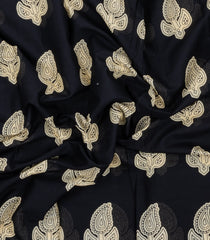 Black Printed Jaipur Cotton Saree With Printed Floral Motifs-JC1923