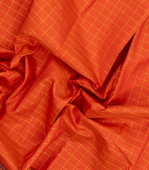 Orange Handloom Kanchipuram Silk Saree With Zari Checks-KA15294