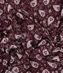 Maroon Woven Kalamkari Cotton Saree With Printed Motifs-KAL1157