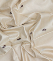 Off White Woven Tussar Silk Saree With Tribal Motifs-TU3495